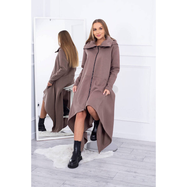 K-Fashion Zateplené šaty s dlhšími stranami mocca 49759701