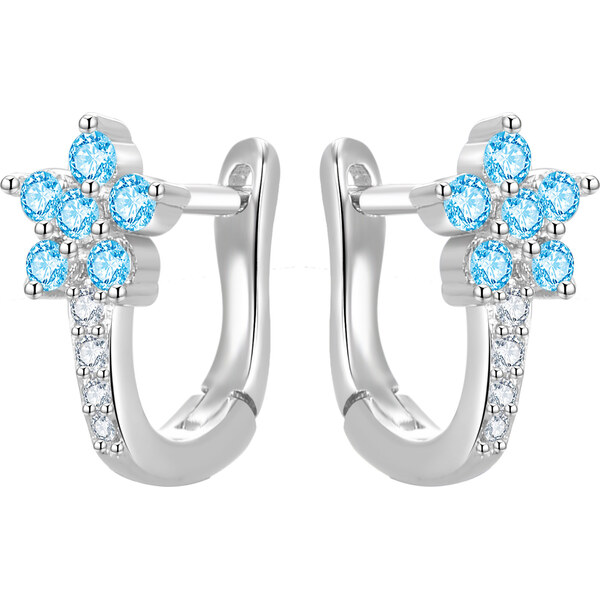 Beneto Slušivé kvietkové náušnice so zirkónmi AGUC3334-BL 66591264