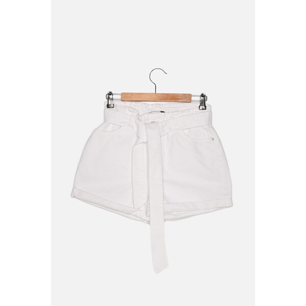Trendyol White Tie Detailed Denim Shorts 55518330