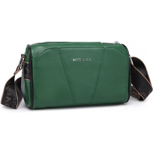 Miss Lulu Kabelka - crossbody z pravej kože a hrubým popruhom, zelená 48001195