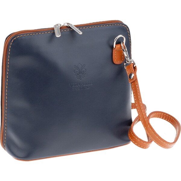 Modrá kožená talianska crossbody kabelka Grana Blu Camel NovaKabelka 45362806