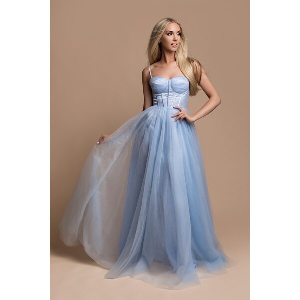 miadresses.sk Svetlomodré tylové šaty s korzetom 45470178