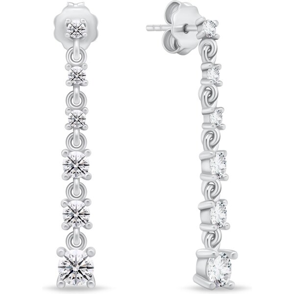 Brilio Silver Elegantné strieborné visiace náušnice so zirkónmi EA830W 66594149