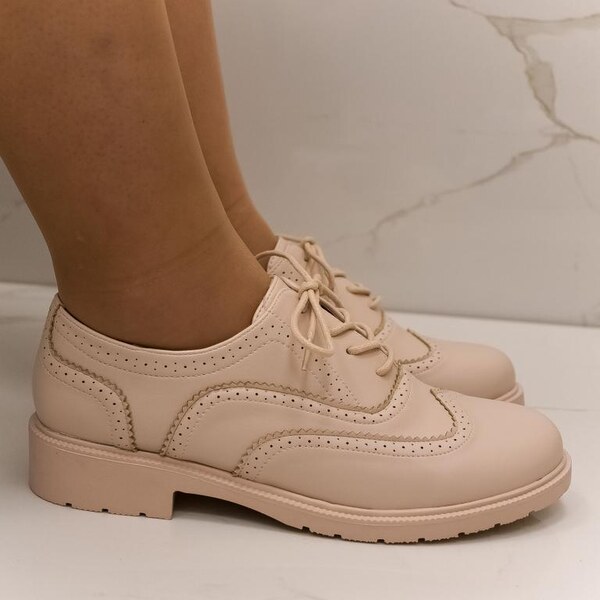 COMER Dámske béžové poltopánky CLARA 45507258