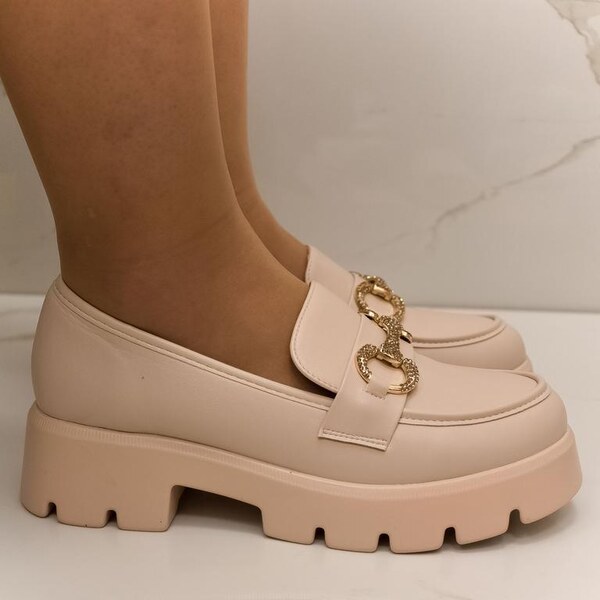 COMER Dámske béžové mokasíny LANETI 45507259