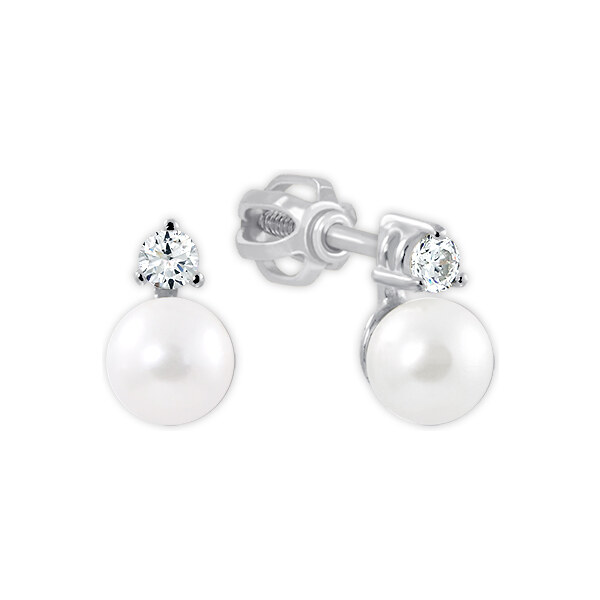 Soliter Náušnice z bieleho zlata s kryštálom a perlou 745 235 001 66581255