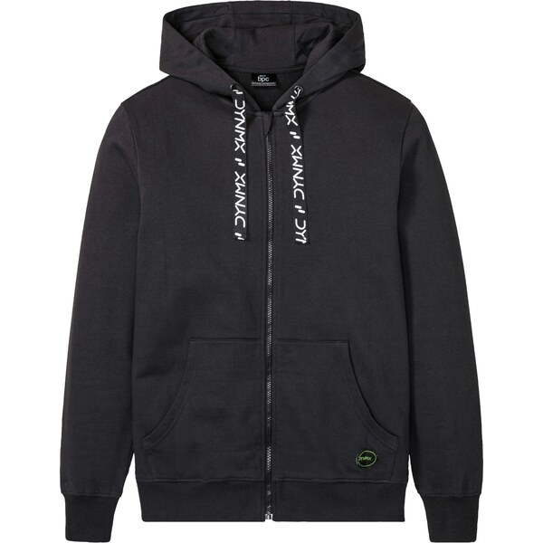 bonprix Mikinová bunda s kapucňou z bio bavlny, farba čierna 45535763