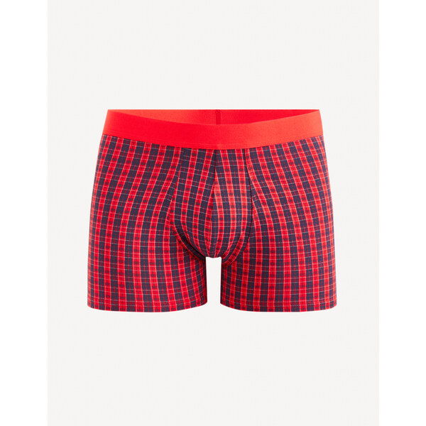 Červené pánske kockované boxerky Celio Fibocar 50575072