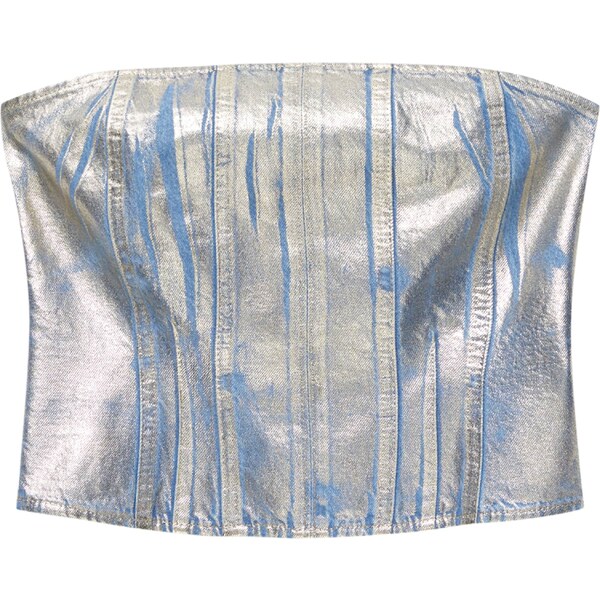 Pull&Bear Top modrá denim / zlatá 57280110