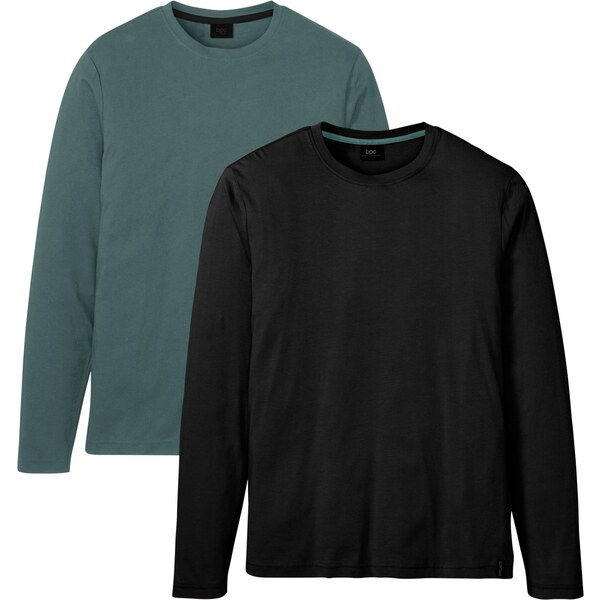 bonprix Tričko s dlhým rukávom (2 ks), farba čierna 45614446