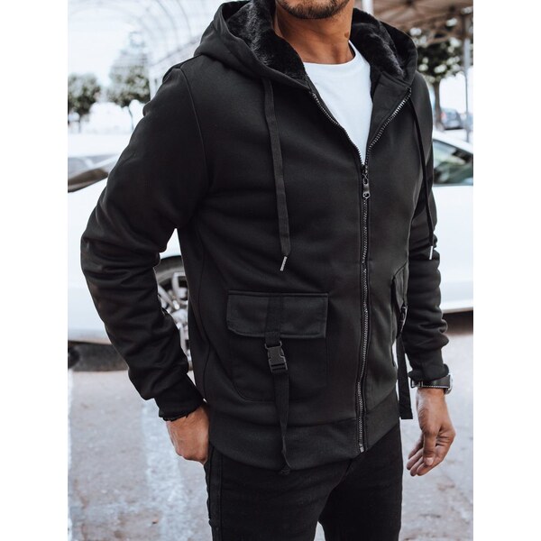 Buďchlap Moderná čierna mikina s veľkými vreckami po bokoch 45651247