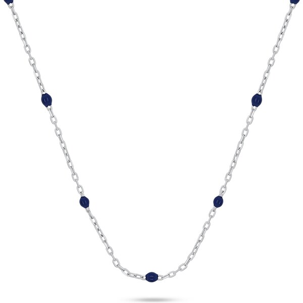 Brilio Silver Strieborný náhrdelník s tmavomodrými guličkami NCL112WB 66594027
