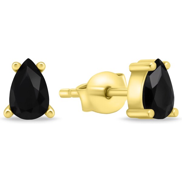 Brilio Silver Slušivé pozlátené náušnice s čiernymi zirkónmi EA860YBC 66582505