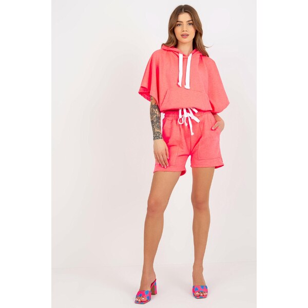 MladaModa Krátka letná súprava so šortkami model 74488 neónovo ružová 45657256