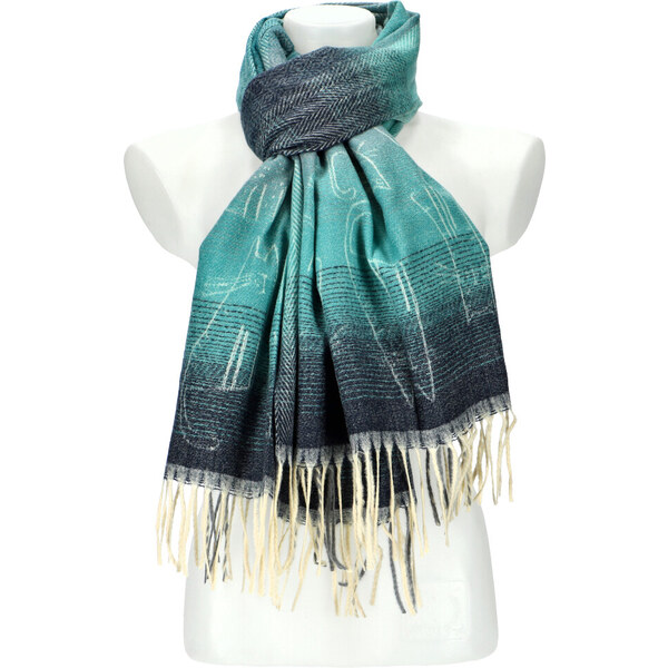 Cashmere Dámsky farebný teplý dlhý zimný šál 201x62 cm motív M3 45666148