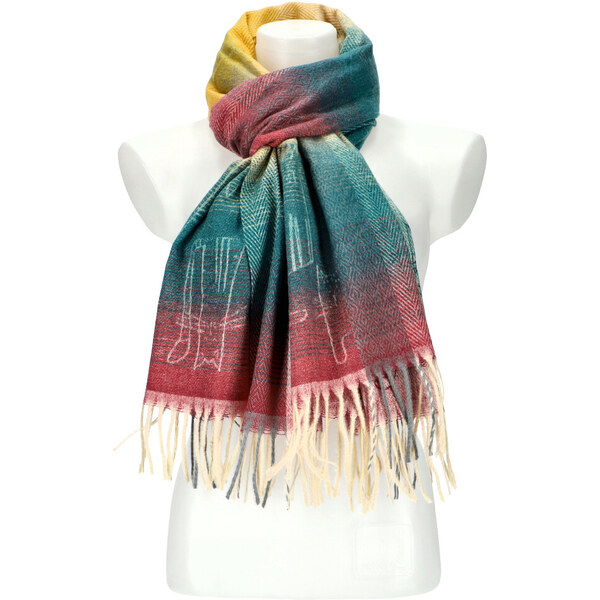 Cashmere Dámsky farebný teplý dlhý zimný šál 201x62 cm motív M9 45666154