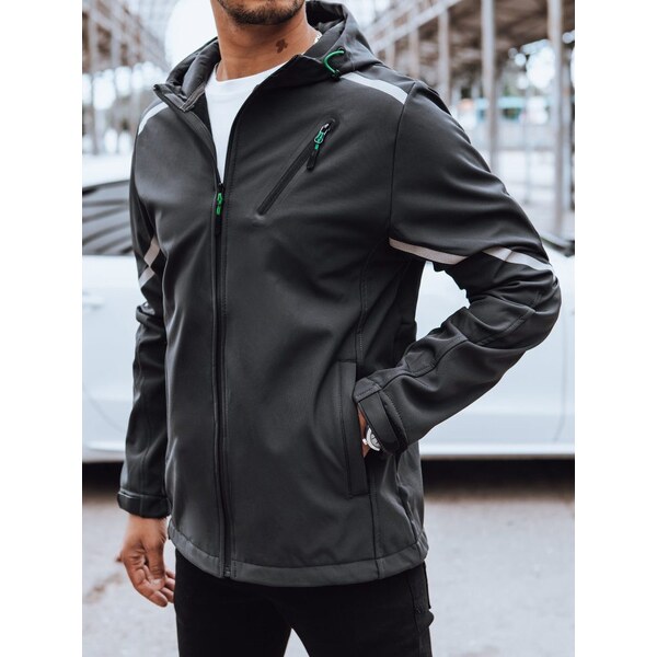 Buďchlap Zaujímavá softshellová bunda v grafitovej farbe 46472324