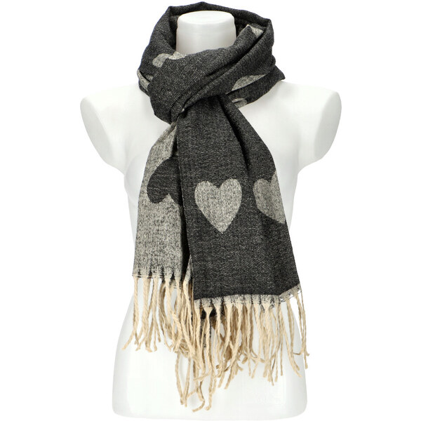 Cashmere Dámsky čierny teplý dlhý zimný šál 208x64 cm 45670384