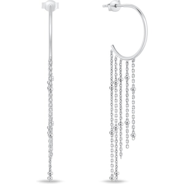 Brilio Silver Štýlové kruhové náušnice s retiazkami EA863W 66579284