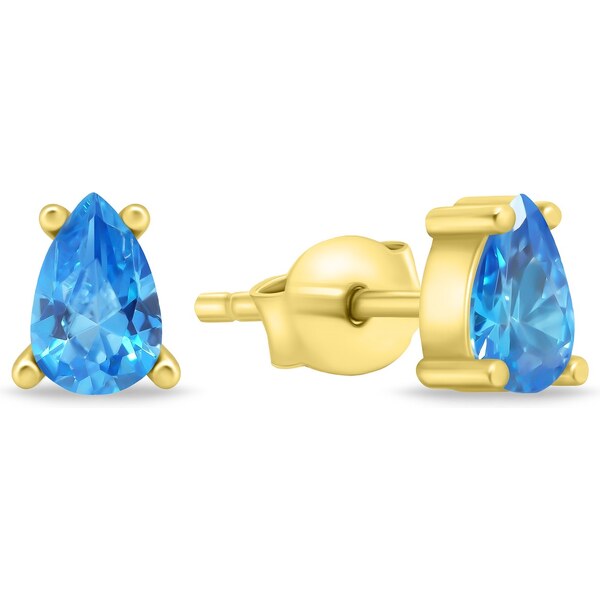 Brilio Silver Slušivé pozlátené náušnice s modrými zirkónmi EA860YAQ 66590561