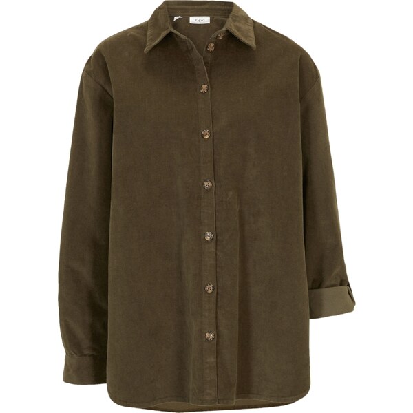 bonprix Kordová košeľa s bočnými rozparkami, farba zelená 45719860