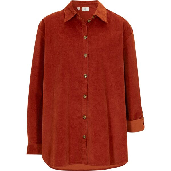 bonprix Kordová košeľa s bočnými rozparkami, farba hnedá 45719861