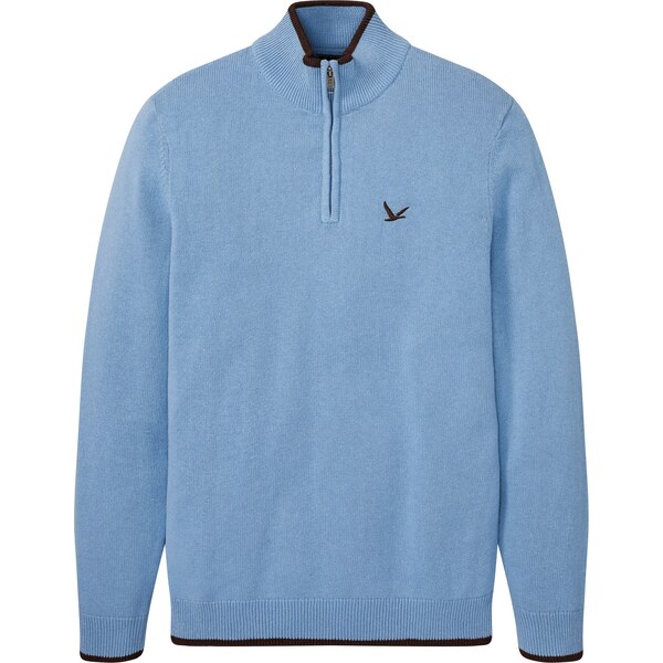 bonprix Pulóver so zipsom a recyklovanou bavlnou, farba modrá 45720472