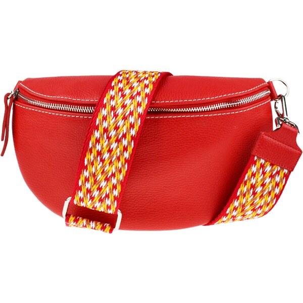 Červená kožená talianska crossbody kabelka Reni Grande Rossa s 45729074