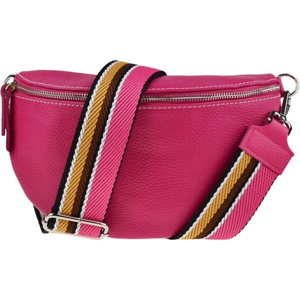 Ružová kožená talianska crossbody kabelka Reni Grande Fuxia s 45729079