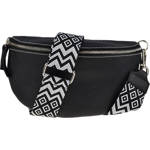 Čierna kožená talianska crossbody kabelka Reni Grande Nera s prídavným 45729080