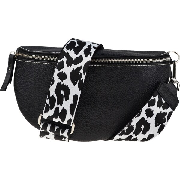 Čierna kožená talianska crossbody kabelka Reni Grande Nera s prídavným 45729081