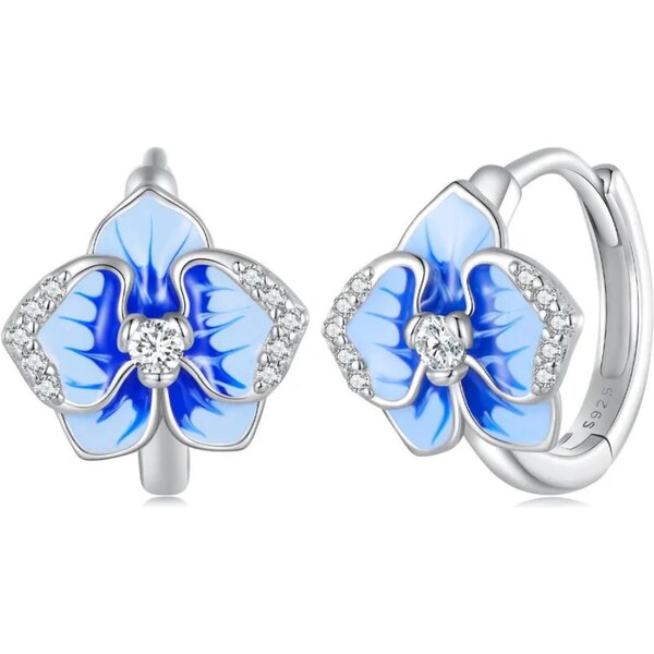 Olivie Strieborné náušnice MODRÁ ORCHIDEJ 7772 45769407