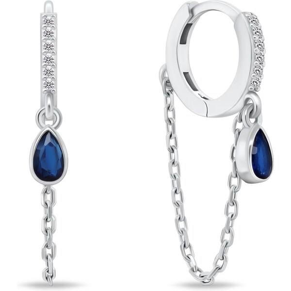 Brilio Silver Originálne kruhové náušnice s retiazkou EA880W 66597139