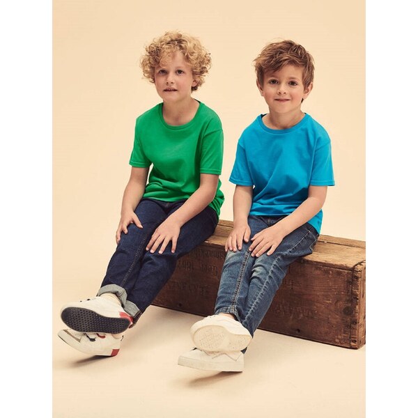 Green childrens t-shirt in combed cotton Fruit of the Loom 50574671