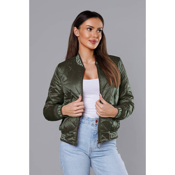 SWEST Dámska bunda typu bomber v khaki farbe (B8123-11) 49748778