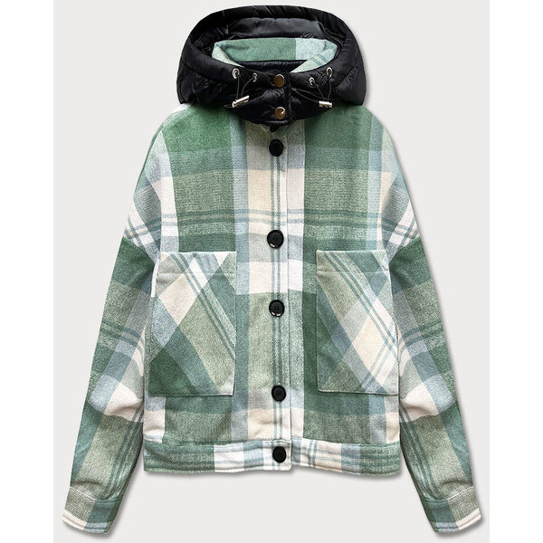 Ann Gissy Krátka zelená károvaná košeľová bunda (AG3-1839) 49752163