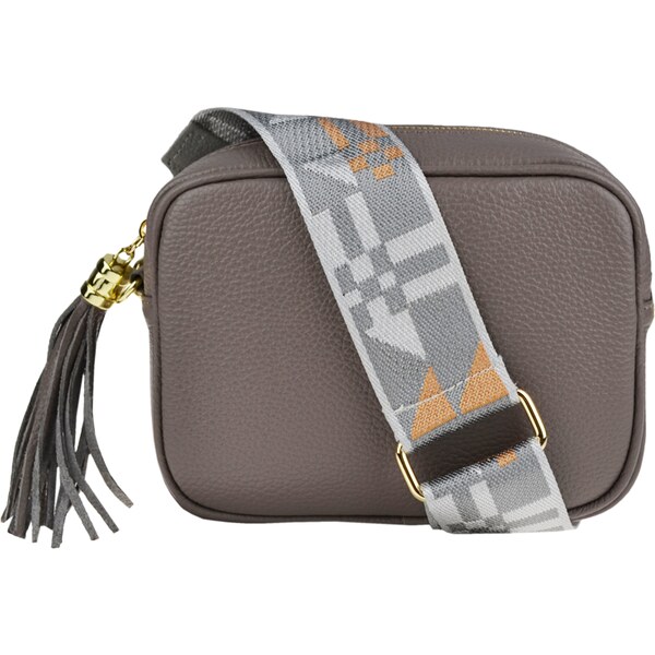 Sivá kožená talianska crossbody kabelka Bala Grigia s prídavným pruhom 45816918