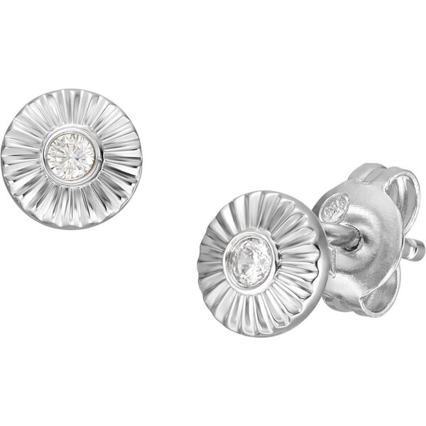 Fossil Elegantné strieborné náušnice s kryštálom Circle JFS00617040 66593679
