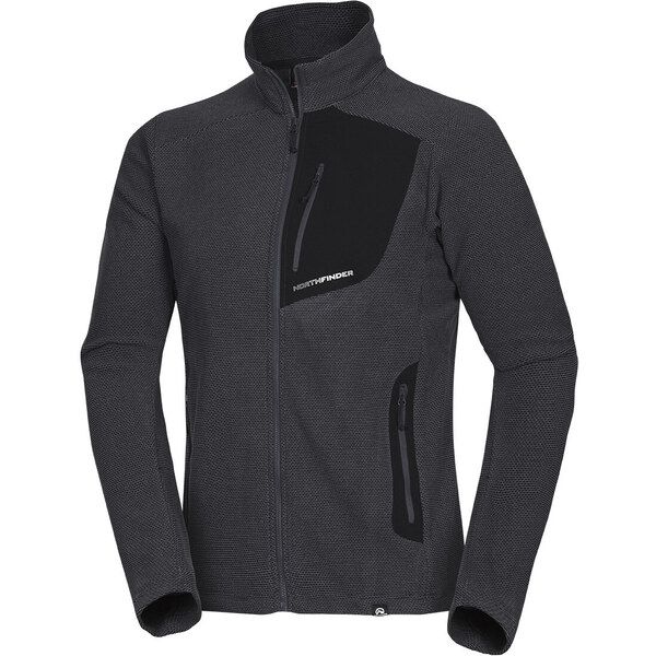 Northfinder Pánska fleecová mikina melanžová BELLAMY čierna 35826644