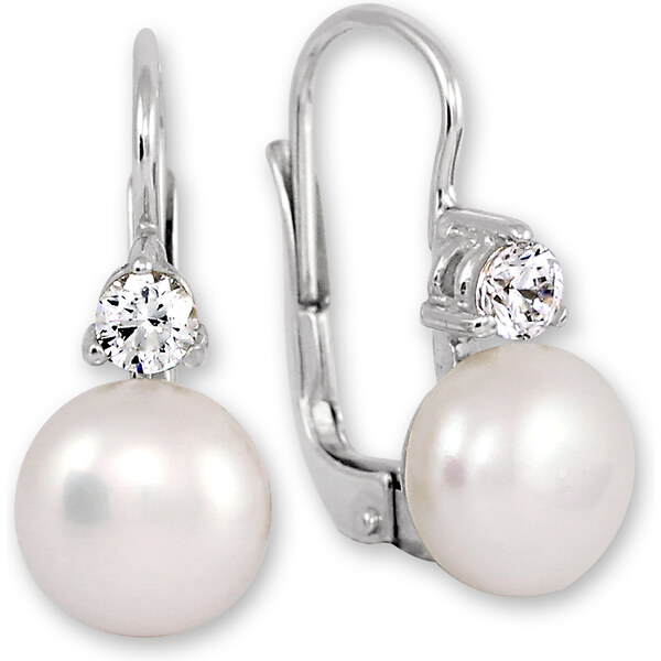 Soliter Náušnice z bieleho zlata s kryštálom a perlou 745 235 001 66587583