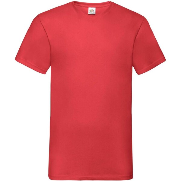 Mens Red T-shirt Valueweight V-Neck Fruit of the Loom 50508383