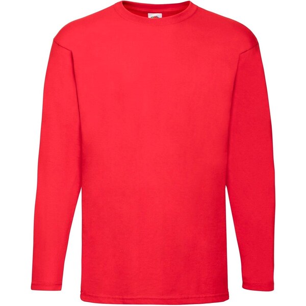 Valueweight Mens Red Long Sleeve T-shirt Fruit of the Loom 50509164