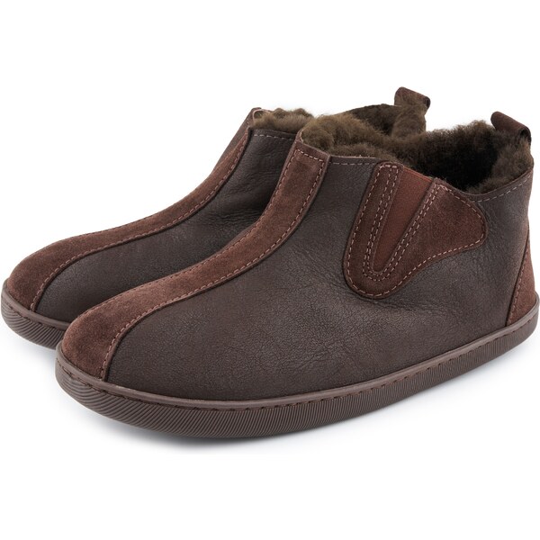 Vlnka Pánske kožené papuče s ovčou vlnou Pavol hnedá veľkosti obuvi - 65797001