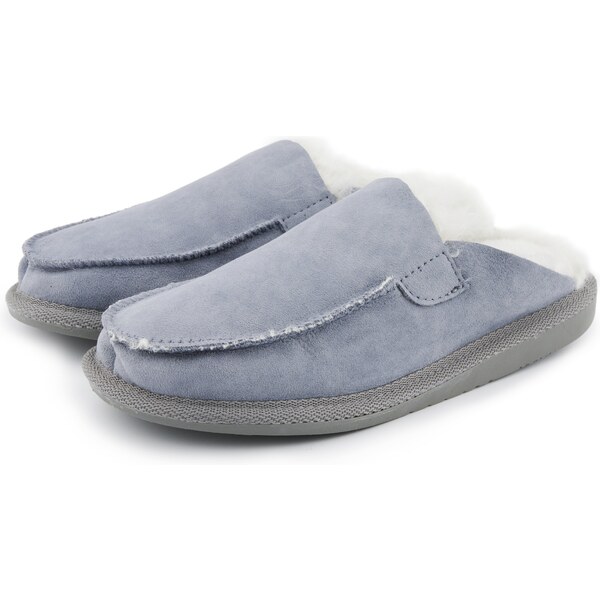 Vlnka Dámske kožené papuče s ovčou vlnou Erika modrá veľkosti obuvi - 46570460