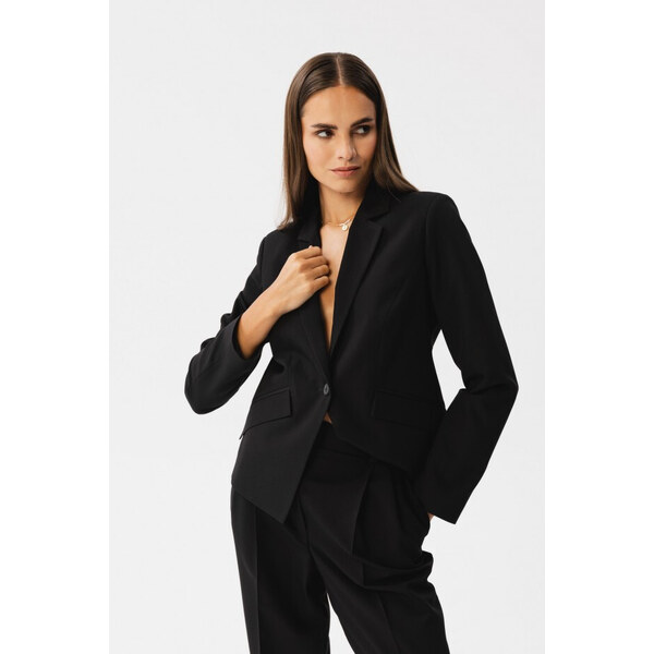 STYLOVE S353 Sako na mieru s jedným gombíkom - čierne 49768472