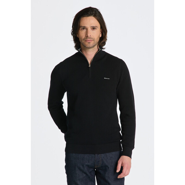 SVETER GANT COTTON PIQUE HALFZIP BLACK 49041198