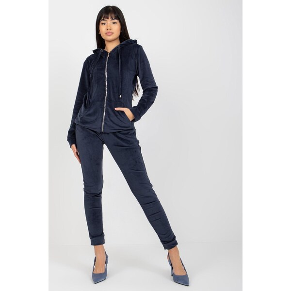 MladaModa Velúrová tepláková súprava so zipsom model 87231 námornícka 46490795