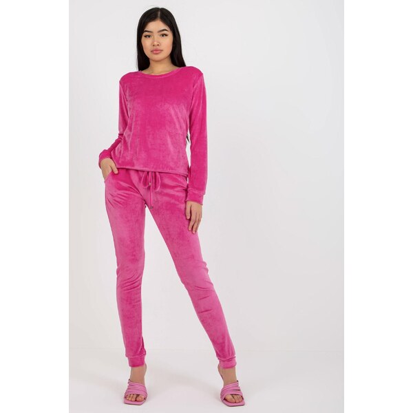 MladaModa Velúrová tepláková súprava bez kapucne Clarisa fuksiová 46490809