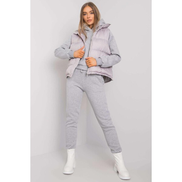 MladaModa 3-dielny komplet mikiny, vesty a teplákov model 64598 šedý 46491023