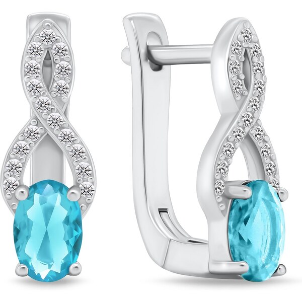 Brilio Silver Pôvabné strieborné náušnice s akvamarínovými zirkónmi 66591905